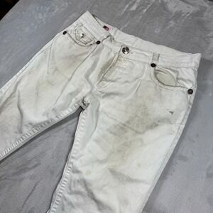 True Religion Billy Super T Jeans Mens 40 (38x30) White Dingy Y2k Baggy Pockets